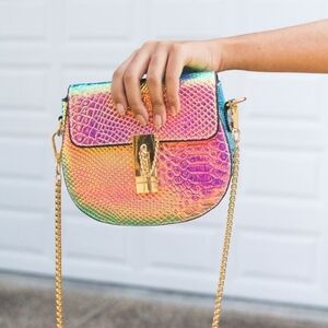 Metallic hologram crossbody bag